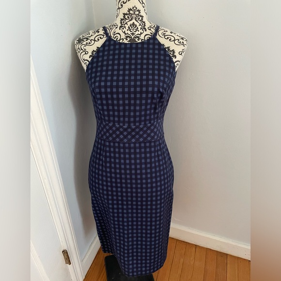 Banana Republic blue check halter sleeveless dress brand new with tags NWT - Picture 2 of 7